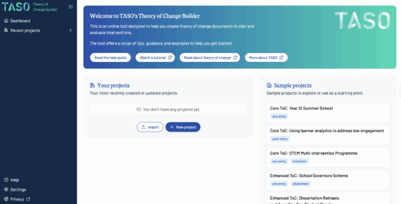 Screenshot of the Theory of Change Builder